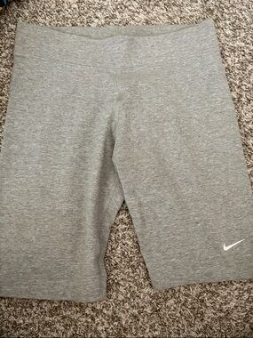 Nike Grey Heather Bike Shorts with White Swoosh